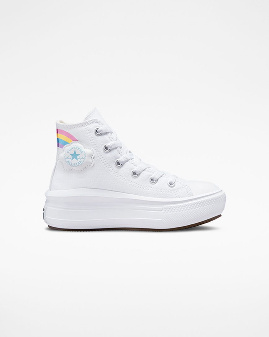 Sapatos Plataforma Converse Chuck Taylor All Star Move Rainbow Cloud Cano Alto Menina Branco Azuis Rosa | PT I01T395